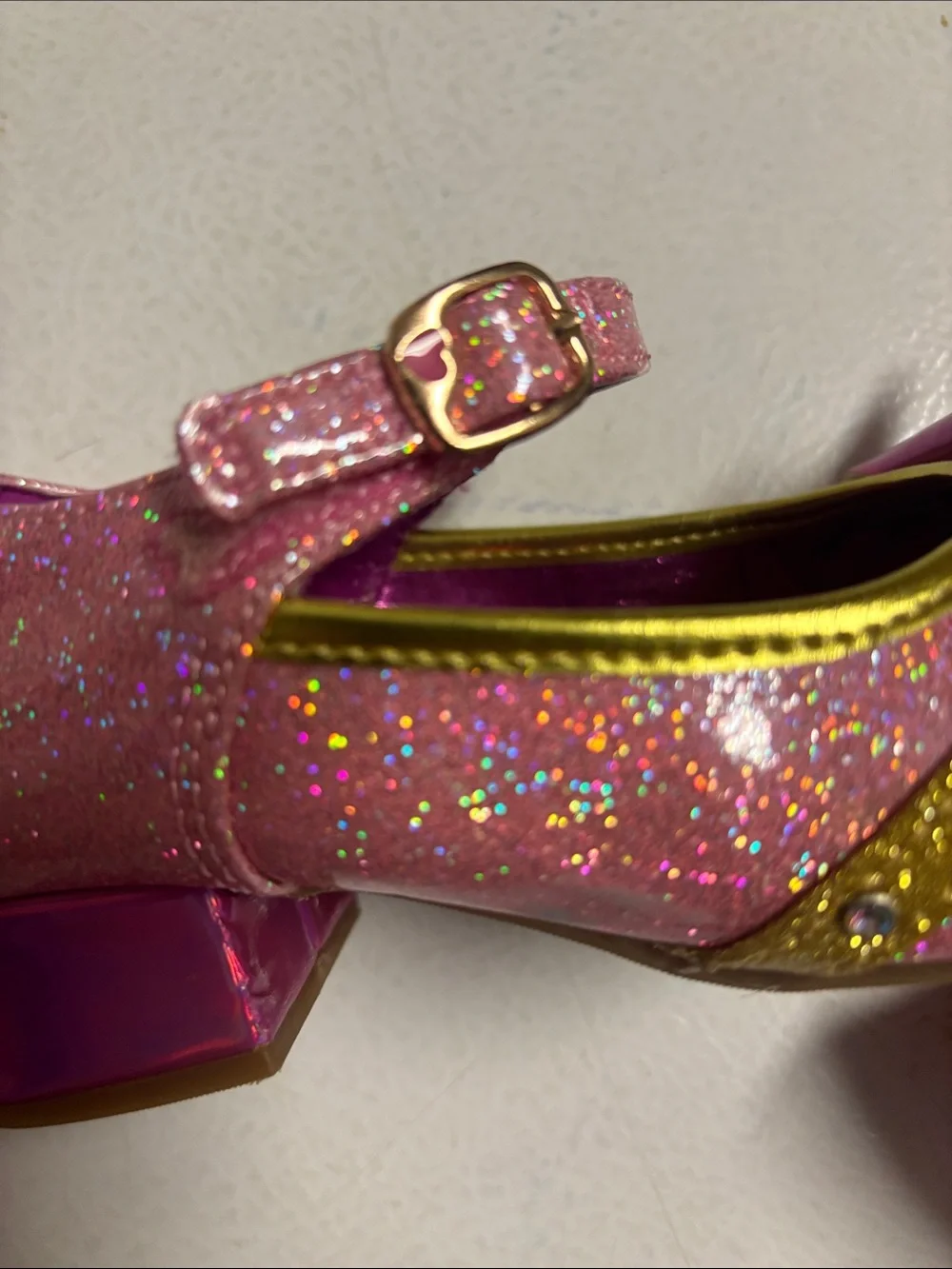 Disney Girls Pink Sparkle Princess Mary Jane costume Shoes with Bow